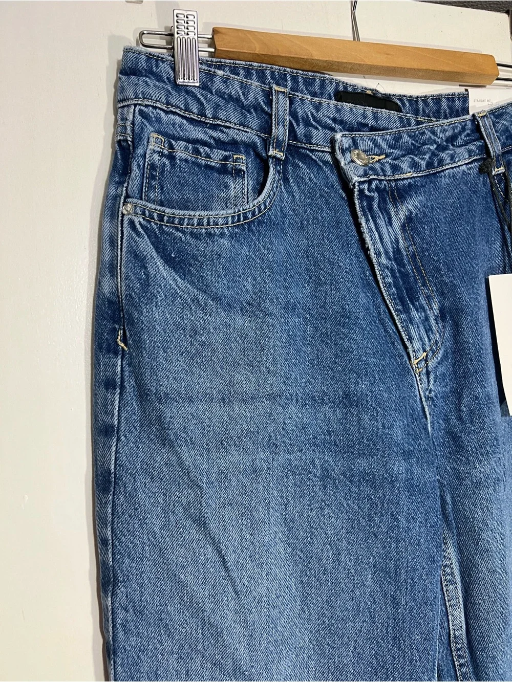 NWT Zara Blue High Rise Straight Leg Ankle Jeans Rigid Denim size 8